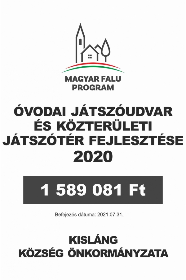 Óvodai játszóudvar és közterületi játszótér fejlesztése 2020